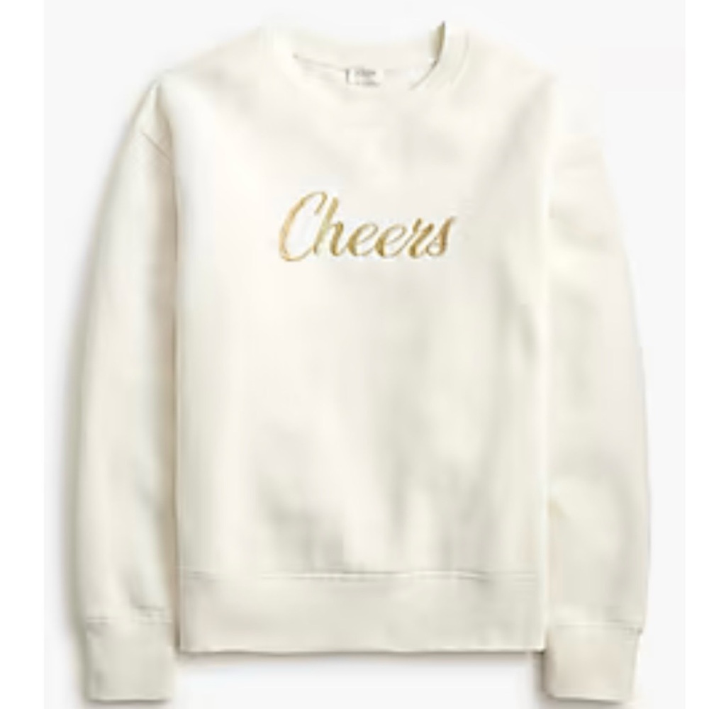 J. Crew Cream Sweater with Gold 'Cheers' Embroidery - Picture 3 of 6
